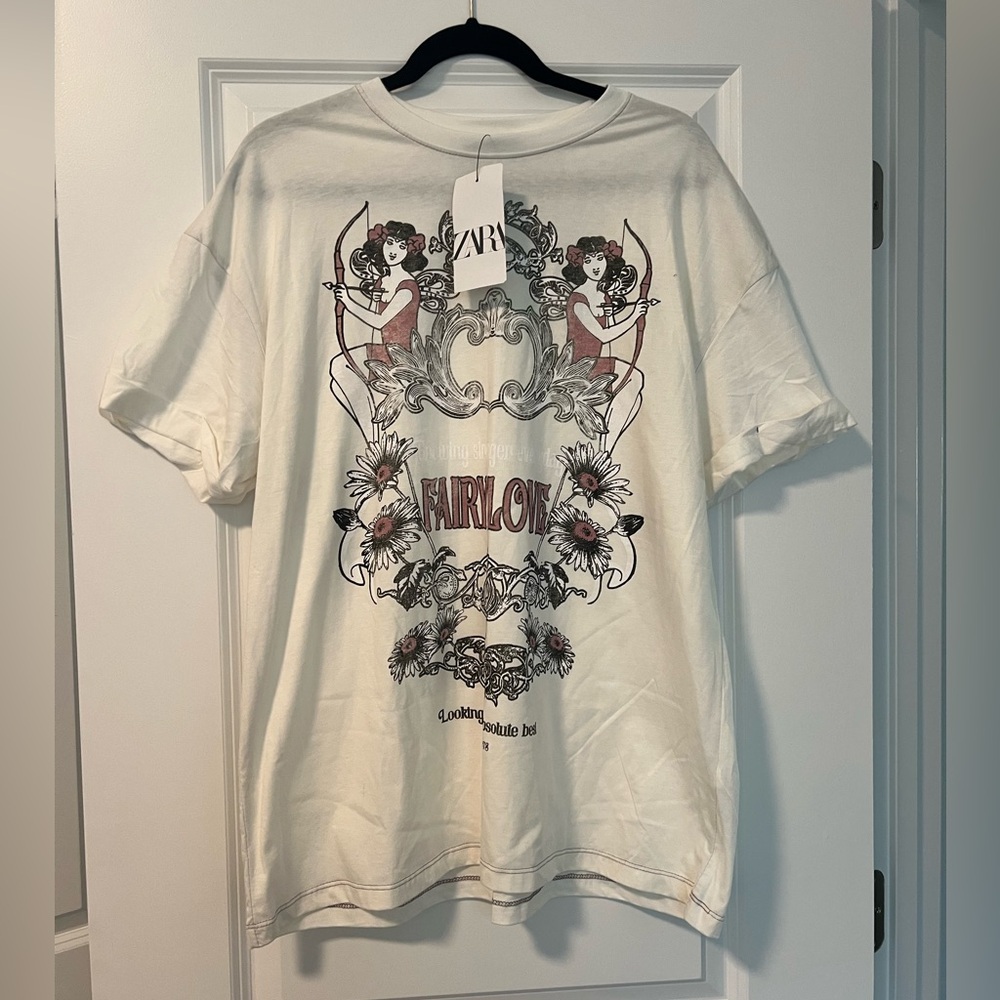Zara Fairy Love Graphic Tee Women’s Size M NWT